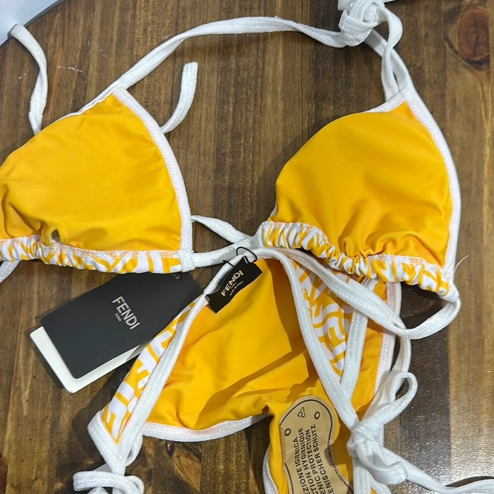 Fendi Yellow and White Swirl Bikini Swimwear - Picture 5 of 9